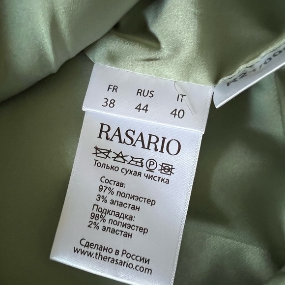 NWT RASARIO Crystal Ring Draped Light Green Satin Mini Skirt Sz 38 - Picture 5 of 8